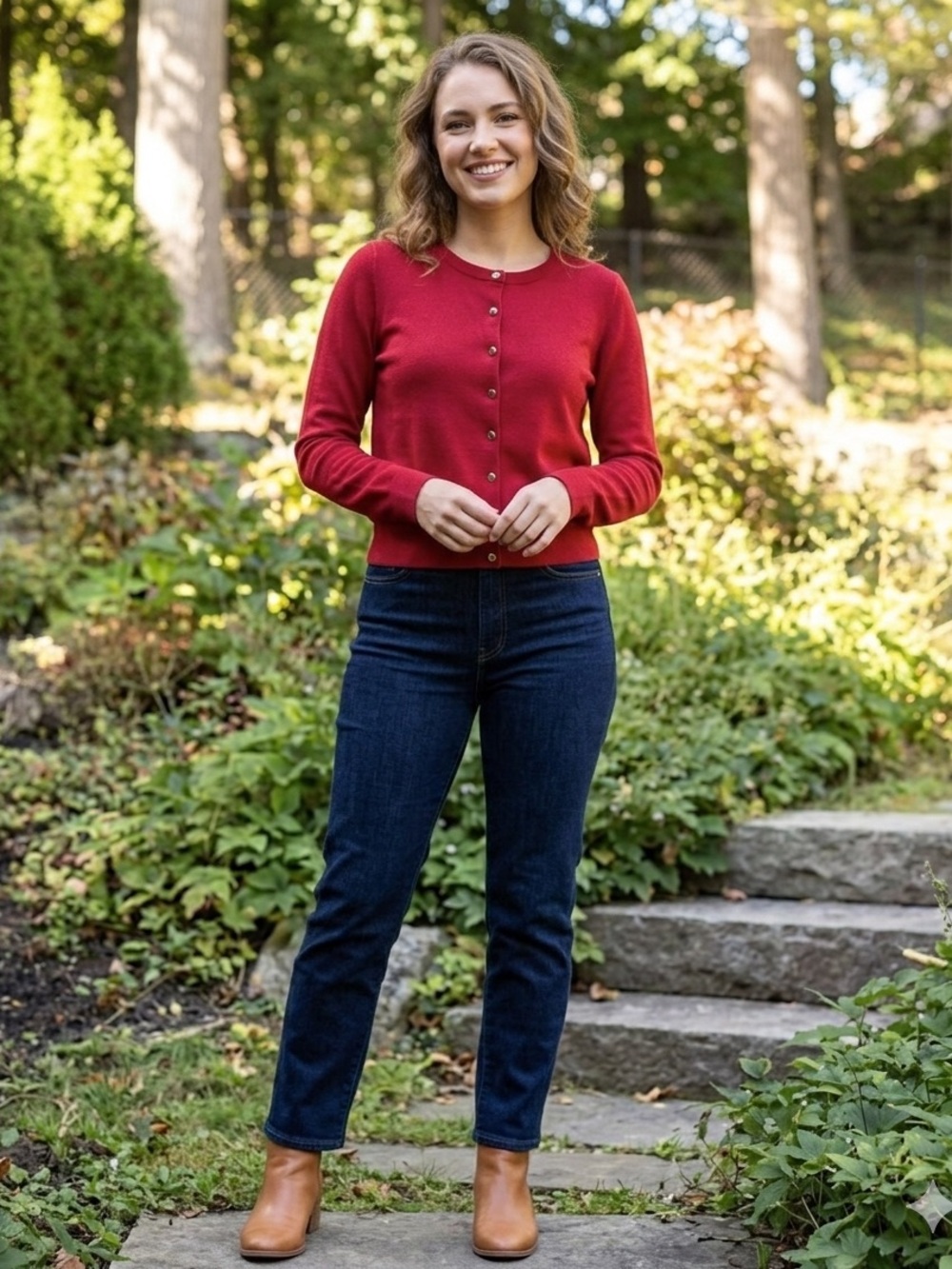 Banana Republic Merino Wool Red Cardigan Sweater